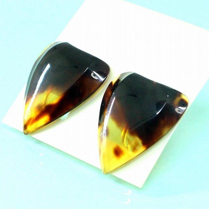 本べっ甲 イヤリング ハート型 大ぶり 28ミリの存在感 (のし等ギフト  