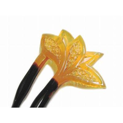 本べっ甲 かんざし 二本挿し 飴色鼈甲に唐草模様の透かし ヘア 本べっ甲 かんざし 二本挿し 飴色鼈甲に唐草模様の透かし ヘア