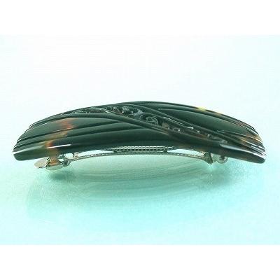 本べっ甲 髪留め 細かな彫と 透かしの バレッタ ヘア アクセサリー (のし等ギフト対応無料) 本鼈甲の髪飾りで黒留袖のフォーマルな髪型から浴衣のヘアアレンジもの画像