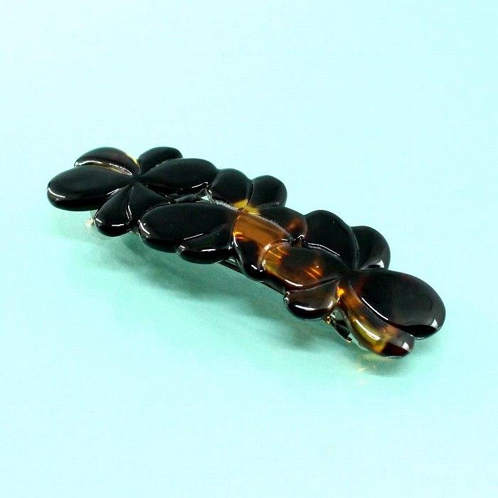 本べっ甲 髪留め クローバー バレッタ ヘア アクセサリー (のし等