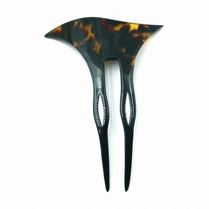 本べっ甲 かんざし 茨布甲 バチ型 二本挿し 簪 ヘア