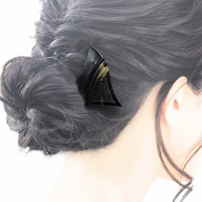 国産本つげ飾り櫛 透かし彫り 青海波　波に千鳥 青海波金透彫鼈甲櫛 文化遺産オンライン