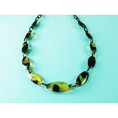 本べっ甲 小判型 ネックレス 長さ41センチ (のし等ギフト対応