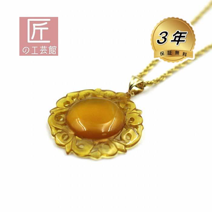 本鼈甲のネックレス金具は18金長さ約30センチ