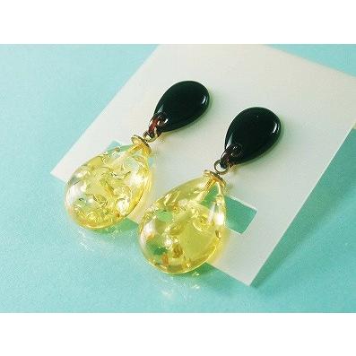 本べっ甲 琥珀 揺れる ピアス (のし等ギフト対応無料) 18金イエロー 