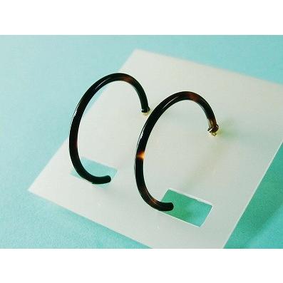 本べっ甲 G形 ピアス (のし等ギフト対応無料) 18金イエローゴールド 
