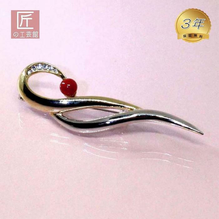 血赤珊瑚 ブローチ 6.3mm玉 高知県産血赤珊瑚 （のし等ギフト対応無料