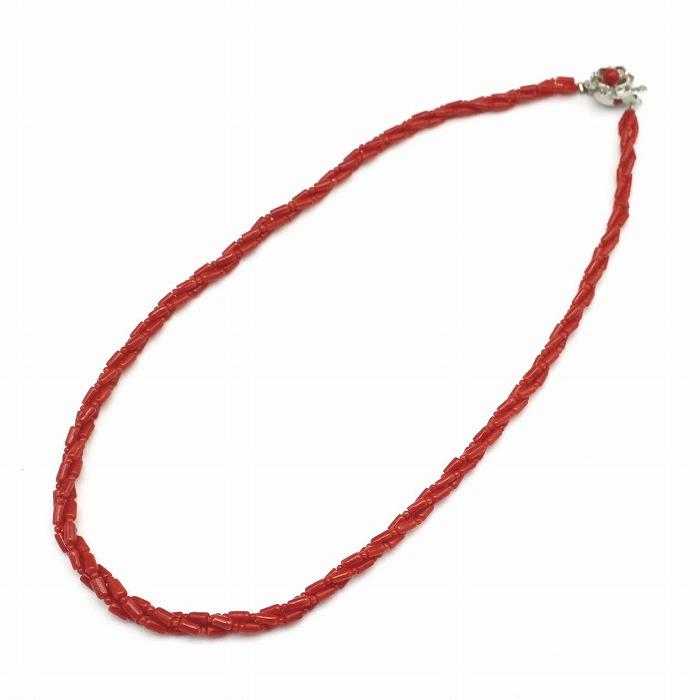 艶やかな天然赤珊瑚の3連ネックレス（シルバー金具使用） 赤珊瑚 ネックレス 3本捻り (のし等ギフト対応無料) シルバー