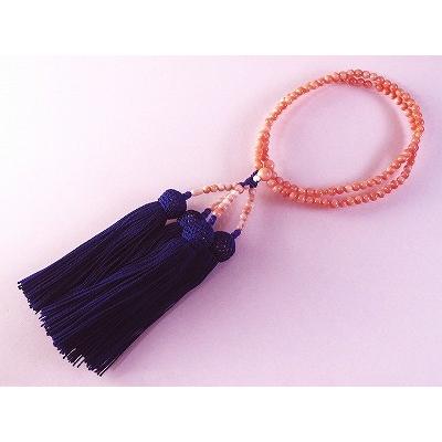 深海珊瑚 本連 数珠 女性用 数珠袋付 桐箱入 (のし等ギフト対応無料 