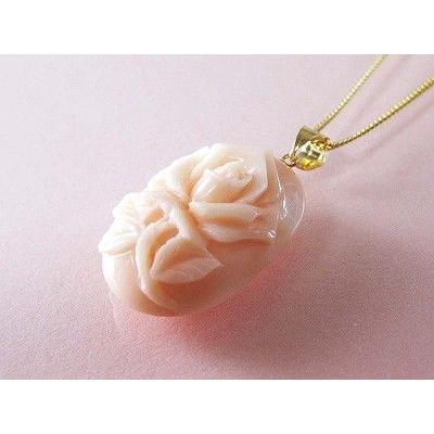 k18 桃珊瑚薔薇ネックレス
