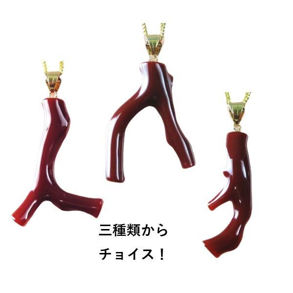 血赤珊瑚 枝型 ペンダント（のし等ギフト対応無料 ）K18金具 サンゴ トップ 40センチメッキチェーン付属 無染色さんご