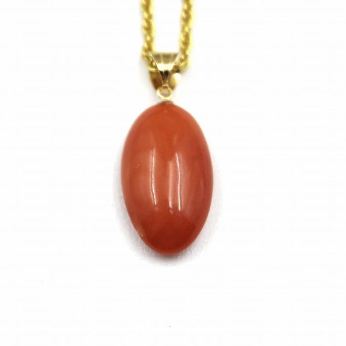 桃色珊瑚のネックレス　金具K18 楽天市場】『希少』 【豪華 】桃珊瑚ペンダントトップ 18.2ミリ