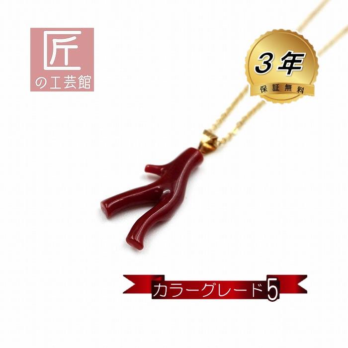 血赤珊瑚 ペンダント 高知産 18金の金具に枝型高知県産血赤珊瑚  