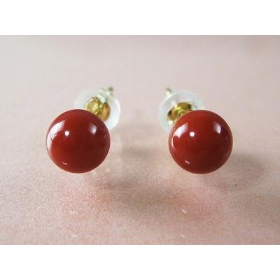血赤珊瑚 ピアス 6.1ミリ玉 (のし等ギフト対応無料) 高知産 サンゴ 18 