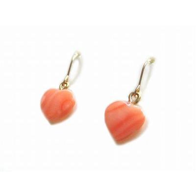 ピンク珊瑚 ハート アメリカンピアス 8ミリ ハート型深海珊瑚 (のし等  