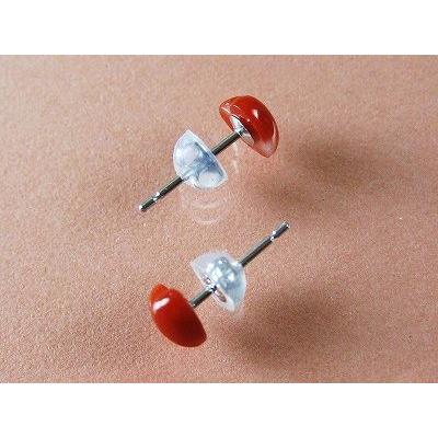 血赤珊瑚 ハート ピアス 5.6mm 高知産血赤珊瑚（のし等ギフト対応無料 