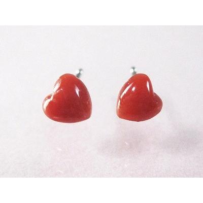 血赤珊瑚 ピアス ハート （のし等ギフト対応無料）14金ホワイト  