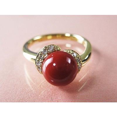 赤珊瑚18K 指輪 楽天市場】血赤珊瑚 さんご サンゴ リング ダイヤ K18 18金