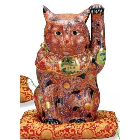 九谷焼　招猫12号招き猫 ・盛（布団付）・縁起置物 金運 幸運
