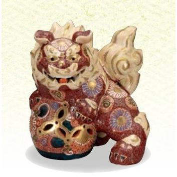 九谷焼 玉獅子 6.5号 獅子・ 盛 縁起の置物 洗練されたこだわりの逸品