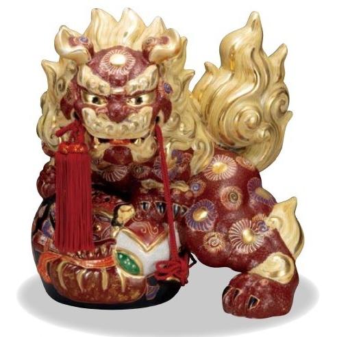 九谷焼 玉獅子 12号 宝獅子・ 盛 縁起の置物 魔除け 金運 洗練された
