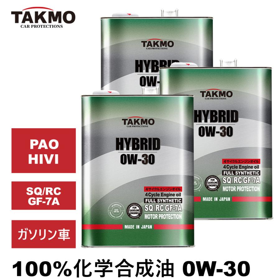 TAKMO（タクモ） エンジンオイル 0W-30 4L×3 12L SQ/RC GF-7A ガソリン