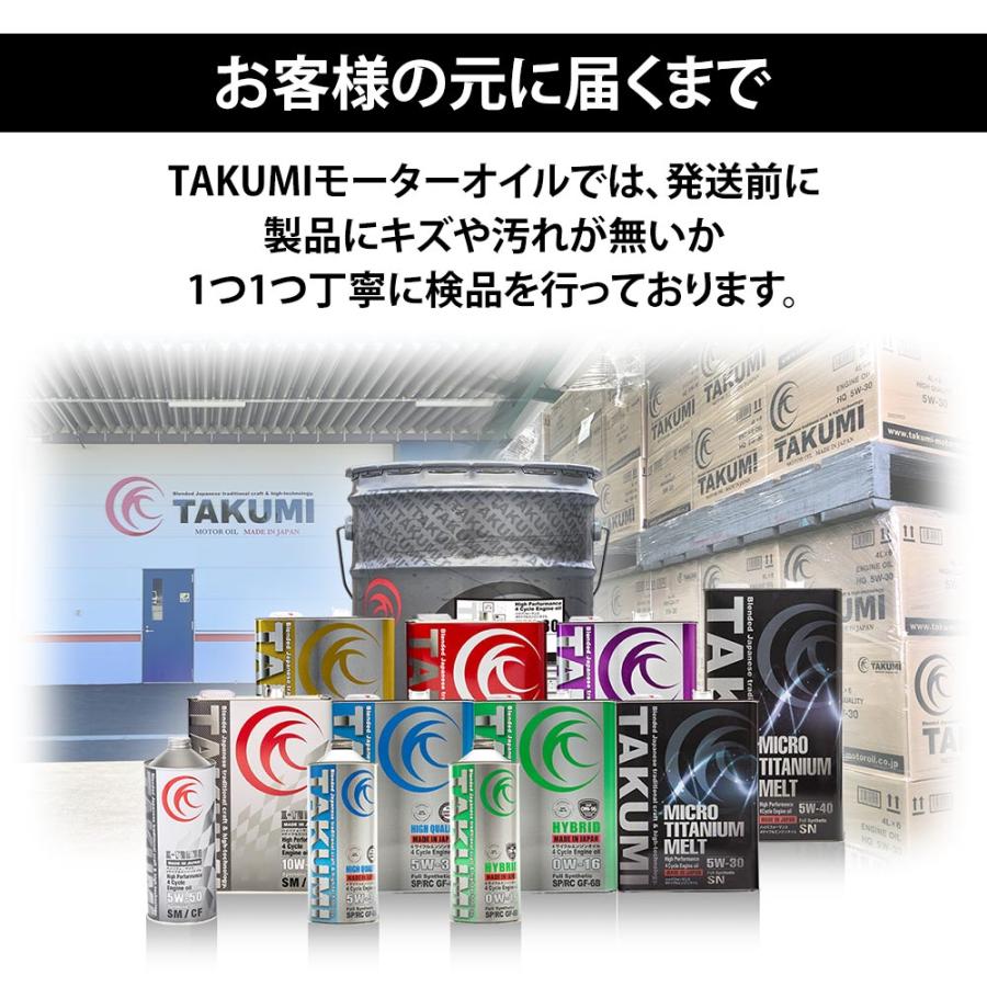 エンジンオイル 4L 0W-30 ガソリン車専用 化学合成油  送料無料 TAKUMIモーターオイル HYBRID｜takumimotoroil｜11