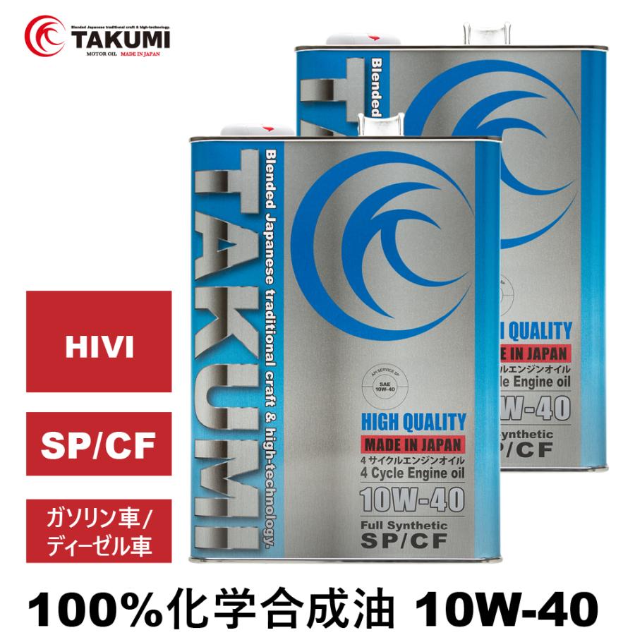 18 Off エンジンオイル 8l 10w 40 ガソリン車 ディーゼル車 化学合成油 送料無料 Takumiモーターオイル High Quality9 400円 Sarozambia Com