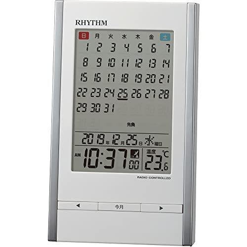 リズム(RHYTHM) 置き時計 白 15x9.1x5cm 目覚まし時計 電波時計 カレンダー 温度計 アラーム 8RZ210SR03のサムネイル