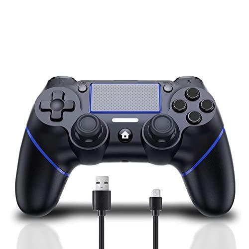 春のコレクション Vovaqi Ps4 コントローラー 22アップグレード版 ワイヤレス 10時間連続使用 Bluetooth接続 連射機能 二重振動 ブラックamp ブルー Discoversvg Com