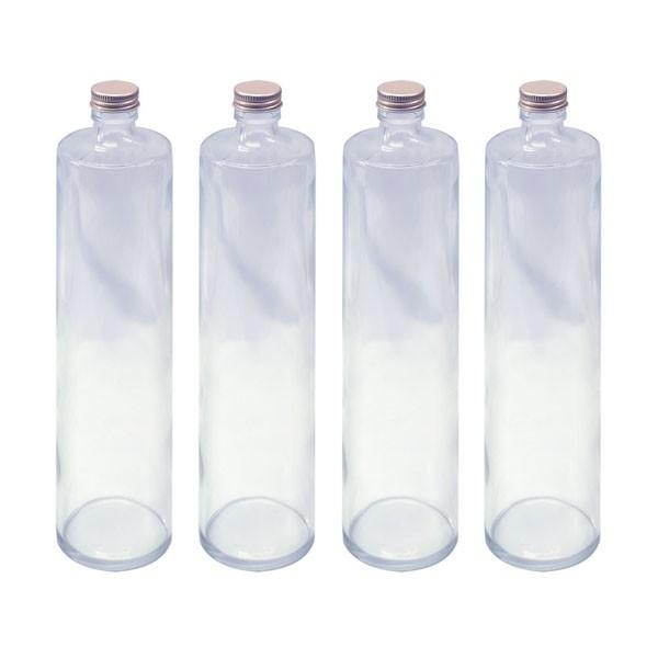 ハーバリウム　四角柱ガラス瓶　大容量　720cc　4本セット　キャップ付　硝子ビン　透明瓶　プリザーブドフラワー　インスタ　SNS　インテリア　植物標本　ボト