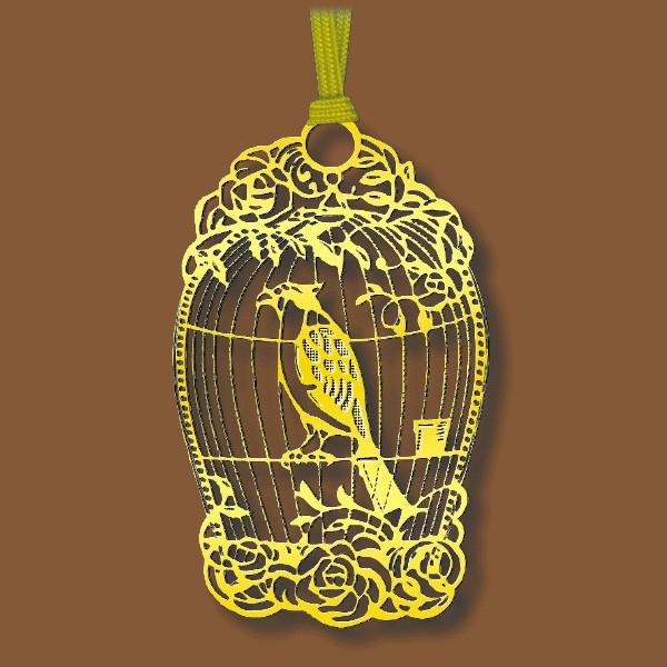 メタルクラフト 金のしおり 鳥かご A012 24Kメッキ ゴールデン