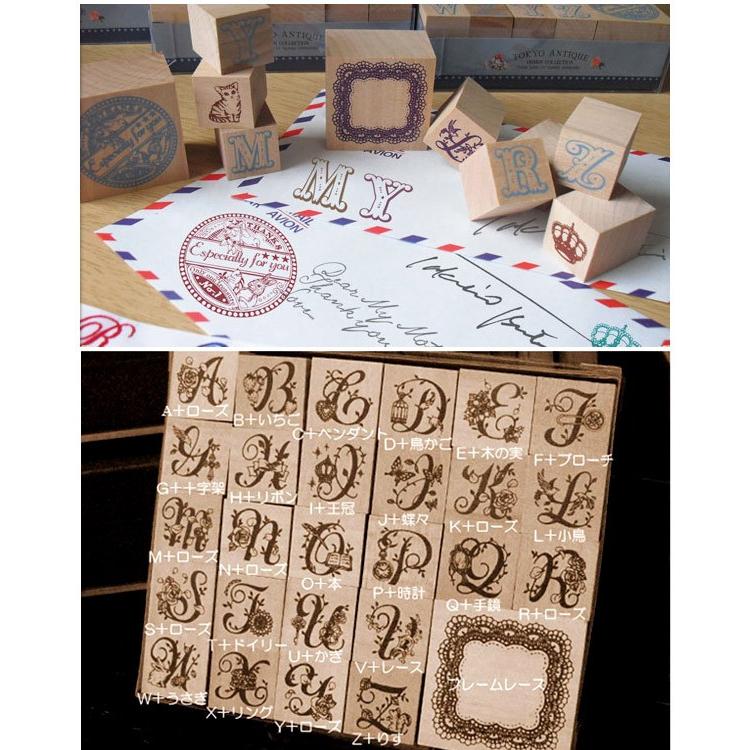エレガントなアルファベットスタンプセット BOX-ELE アルファベット