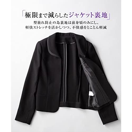 [ニッセン] 喪服 礼服 フォーマル スーツ ワンピース アンサンブル 洗える 前開き ロング丈 ストレッチ レディース 通年 夏 S 黒 ブラック