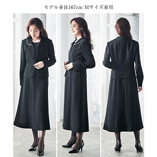 [ニッセン] 喪服 礼服 フォーマル スーツ ワンピース アンサンブル 洗える 前開き ロング丈 ストレッチ レディース 通年 夏 S 黒 ブラック