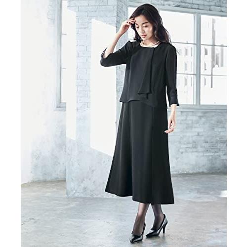 [ニッセン] 喪服 礼服 フォーマル スーツ ワンピース アンサンブル 洗える 前開き ロング丈 ストレッチ レディース 通年 夏 S 黒 ブラック
