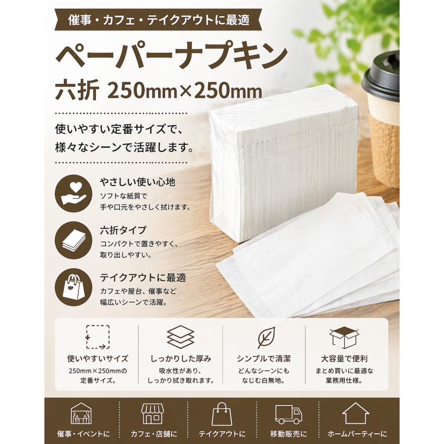 おまとめ購入　プチフルール　ペーパー ナプキン 2点&ランチョンマット2点 1000枚セット】 ペーパーナプキン 六折 250mm×250mm 1000枚 無地