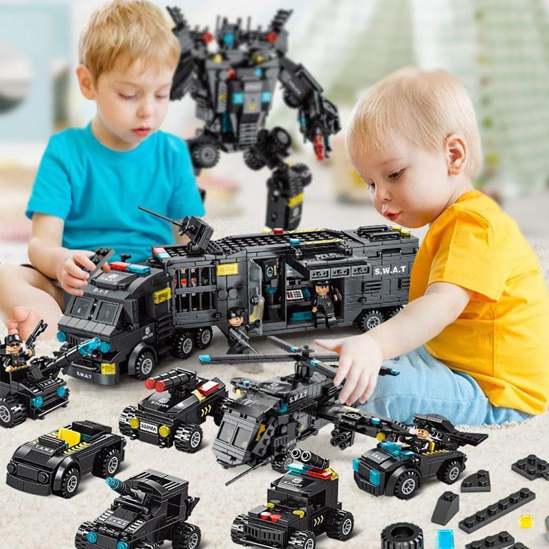 あす楽 レゴ互換ブロック ロボコップ 装甲車 戦闘機 LEGO互換品 SWAT 51種類変形可 ミニフィグ スワットチーム 知育玩具 ブロック 誕生日プレゼント 入園ギフト｜takuyastore6｜05
