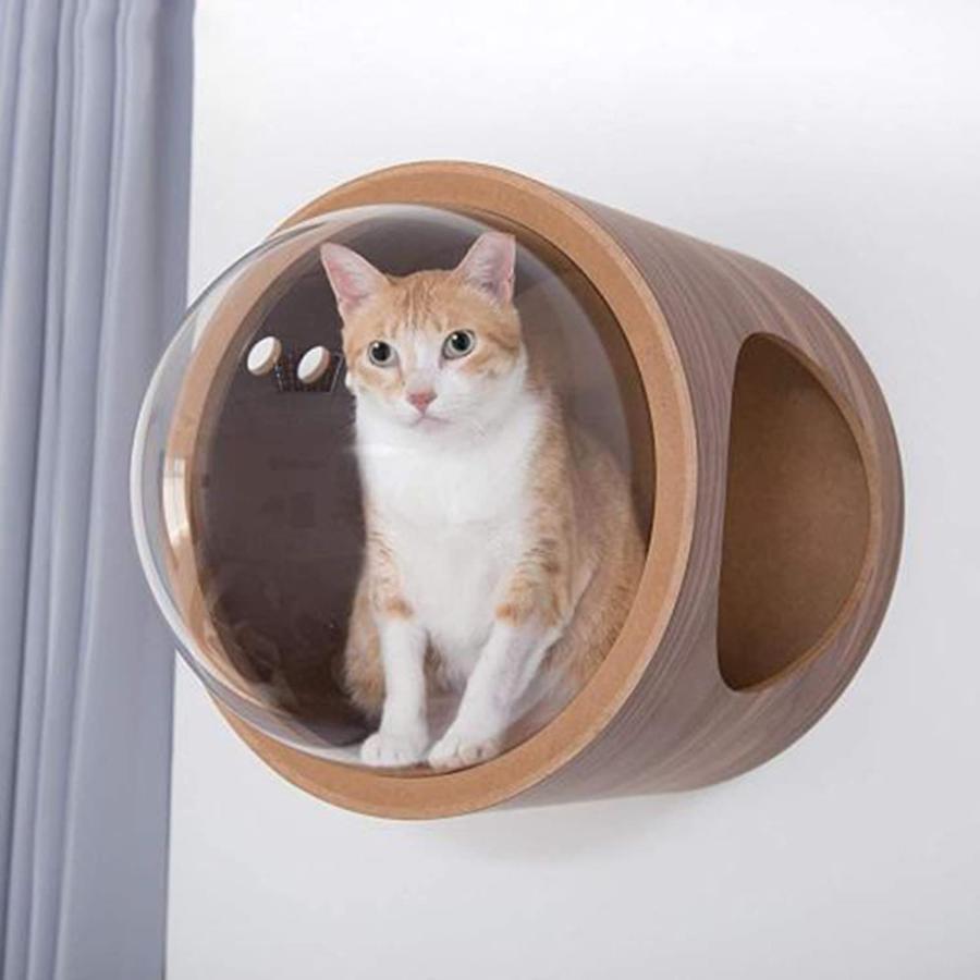 キャットウォーク 壁付け 木製 宇宙船 猫ハウス 透明ペット用 キャットウォーク 壁付け 木製 宇宙船 猫ハウス 透明ペット用