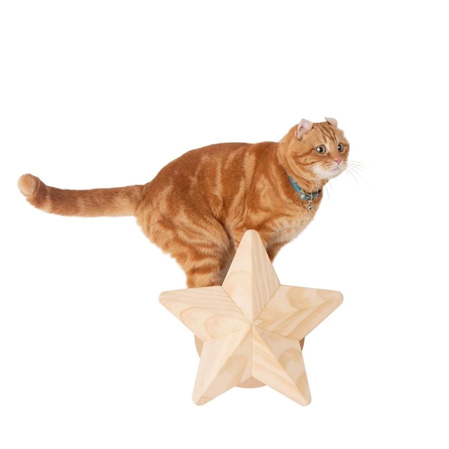 爪とぎ 壁付け 麻縄巻き Star キャットステップ つめとぎポール キャットタワー キャットウォーク 麻縄巻き 星型 Myzoo Star 木製