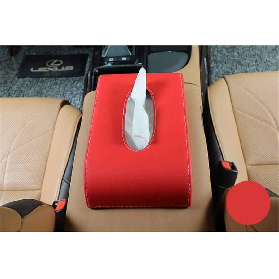Mightduty 車ティッシュカバー 車用ティッシュボックス 高級 ティッシュケース Puレザー 多機能 収納 レッド Olhodaguadocasado Al Gov Br