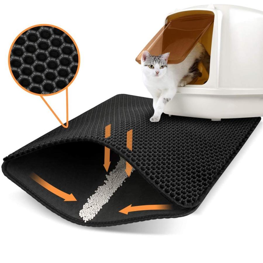 猫砂マット 猫の砂取りマット 猫 トイレ マット 猫 マット 砂 二重構造 滑り止めマット 飛散防止 防カビ防臭防水布 軽量 超大サイズ 約 45 Www Capetowncafe Com