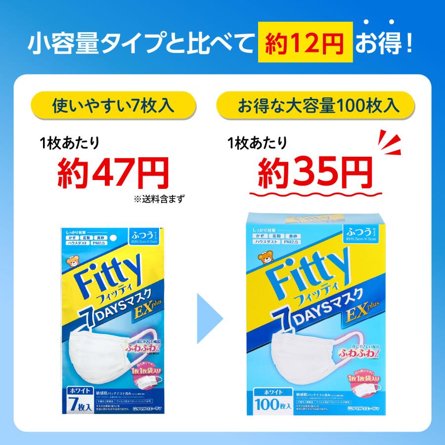Fitty 【 フィッティ 公式 】 マスク 不織布 ふつう 個包装 プリーツ