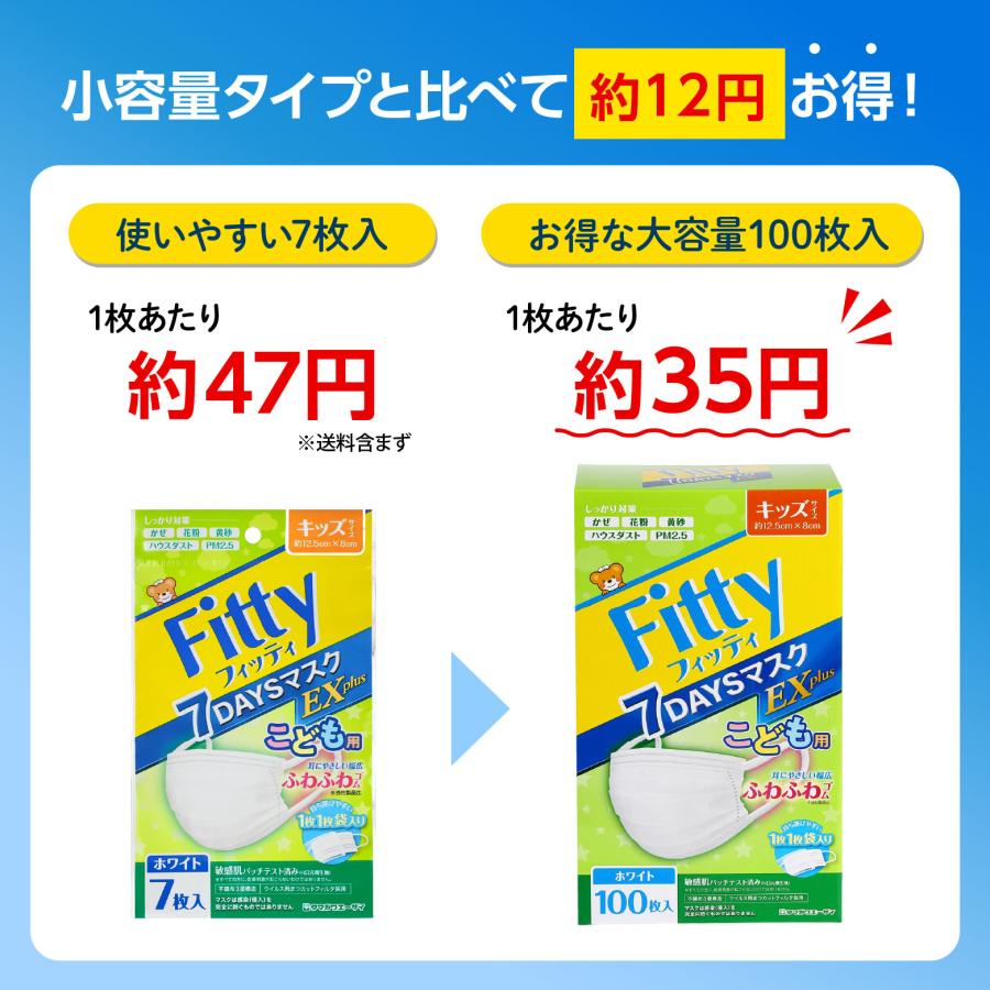 Fitty 【 フィッティ 公式 】 マスク 不織布 キッズ 個包装 プリーツ