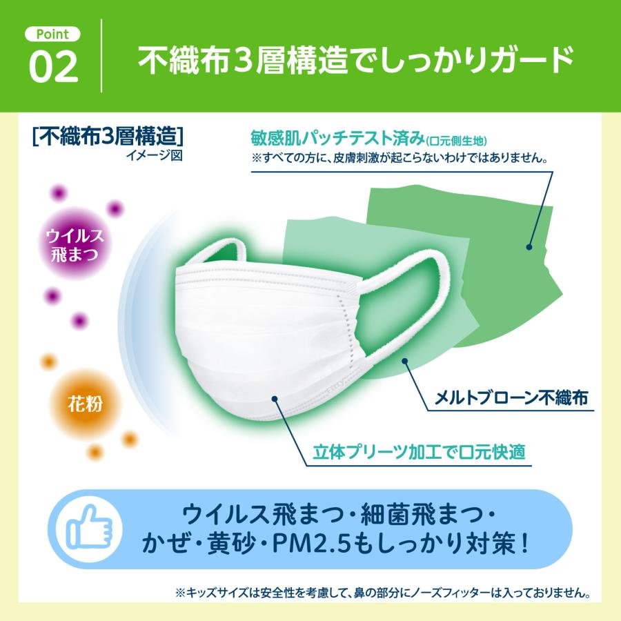 Fitty 【 フィッティ 公式 】 マスク 不織布 キッズ 個包装 プリーツ