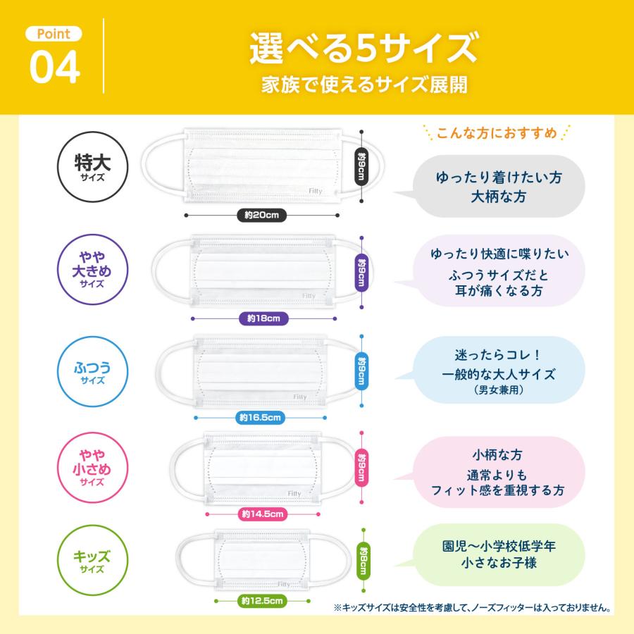 Fitty 【 フィッティ 公式 】 マスク 不織布 特大 個包装 プリーツ 100