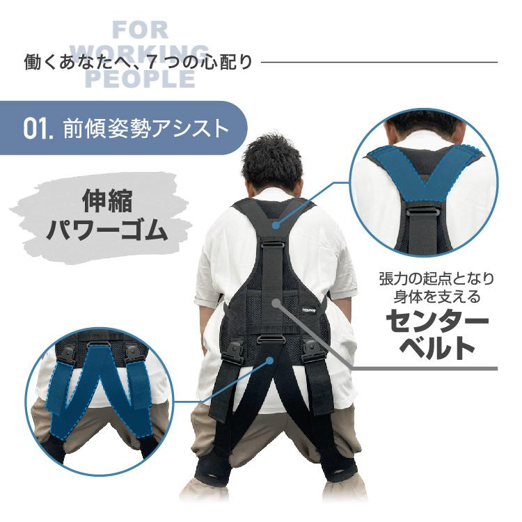 ホルドン モーションアシスト ジャケット 黒 ブラック S - M 身長 150 〜 168cm 男女兼用 前かがみ 起き上がり 中腰 動作 アシスト 楽 軽減 手洗い | タマガワエーザイ | 04