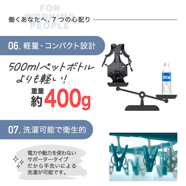 ホルドン モーション アシスト ジャケット 黒 ブラック L - LL 適応範囲 身長 165 〜 183cm 男女兼用 前かがみ 起き上がり 中腰 動作 アシスト 楽 | タマガワエーザイ | 12
