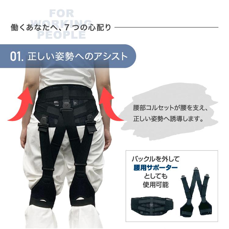 ホルドン モーションアシスト コルセット 黒 ブラック M 腰回り 70 〜 90 cm 男女兼用 上げ下げ 立ち仕事 動作 アシスト 楽 軽減 手洗い | タマガワエーザイ | 04