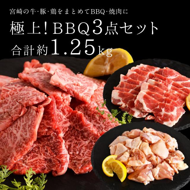 ギフト プレゼント ご褒美 極上 Bbq3点セット Bbqお肉セット バーベキュー 3点セット 宮崎牛 豚肩ロース ロース肉 バラ肉牛肉 豚肉 焼肉 お肉セット ギフト お取り寄せ 送料無料 高品質